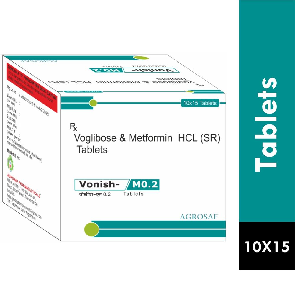 VONISH-M 0.2TABLET - Voglibose (0.2mg)+Metformin (500mg) (Bi-Layered)