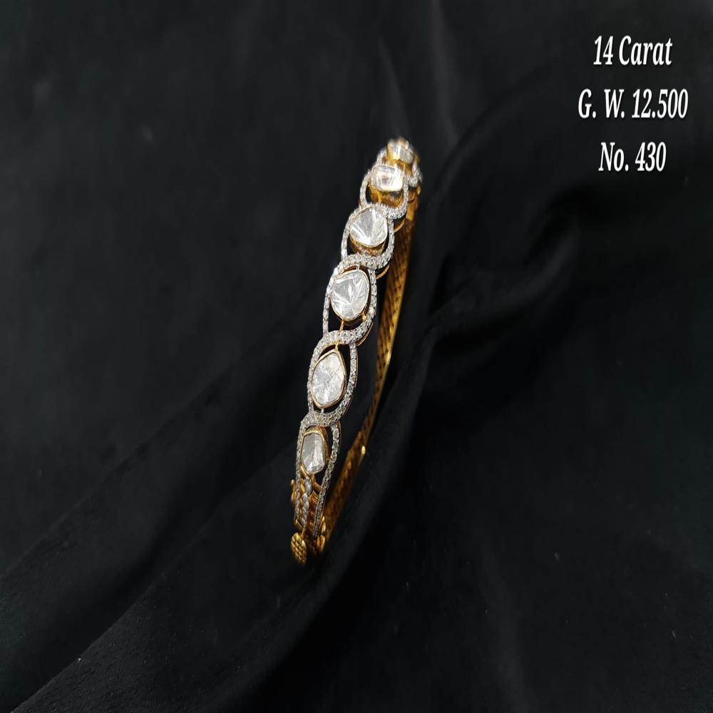 14kt Gold fusion open  Polki  Uncut Diamond Bangle