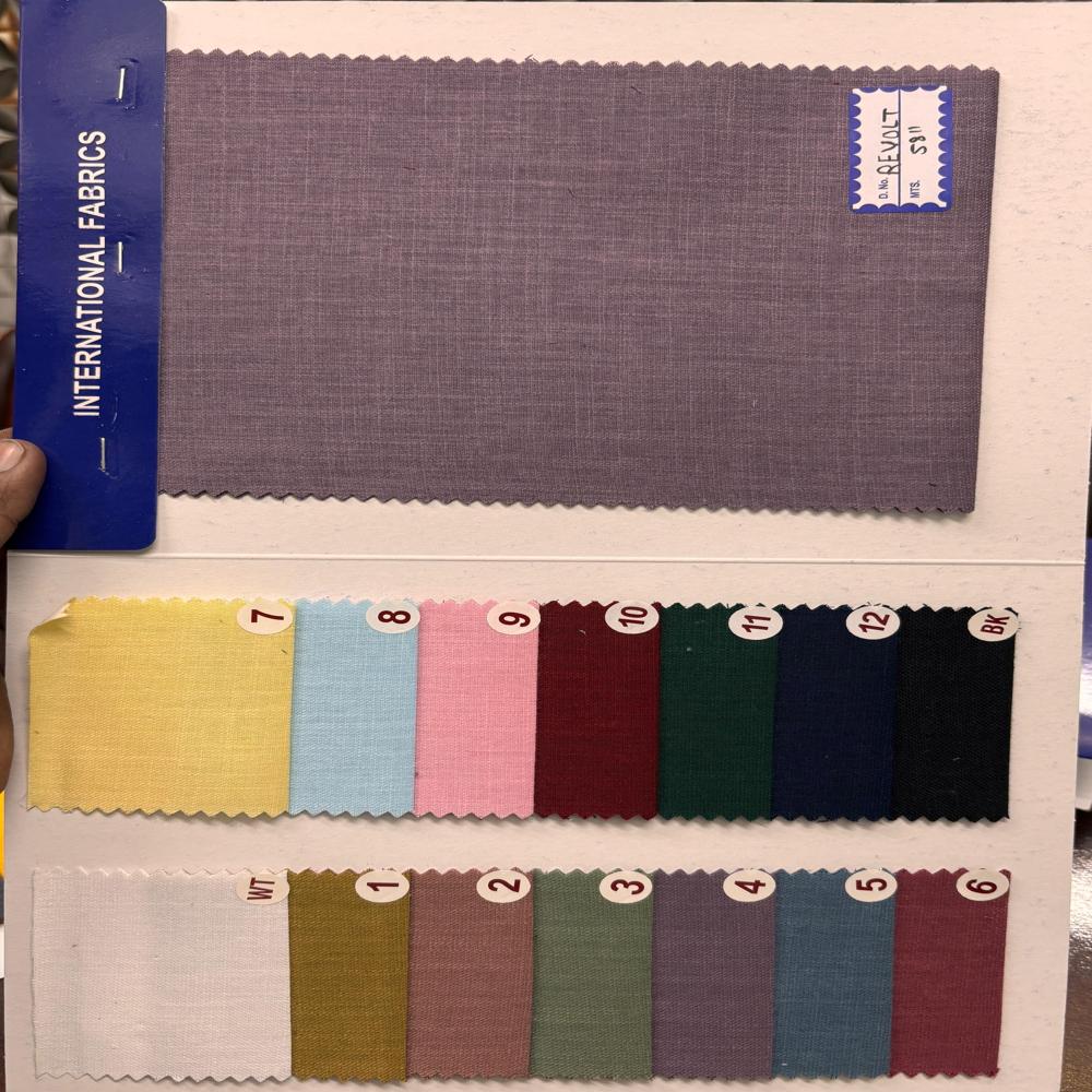 Revolt Poly Cotton Linen Blend Shirting Fabric  Width 58