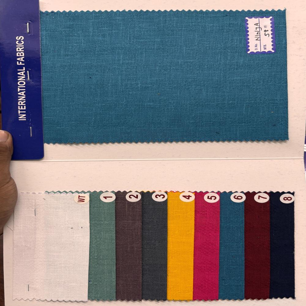 Ninja Premium Poly Cotton Linen Fabric for Shirts 58 Width