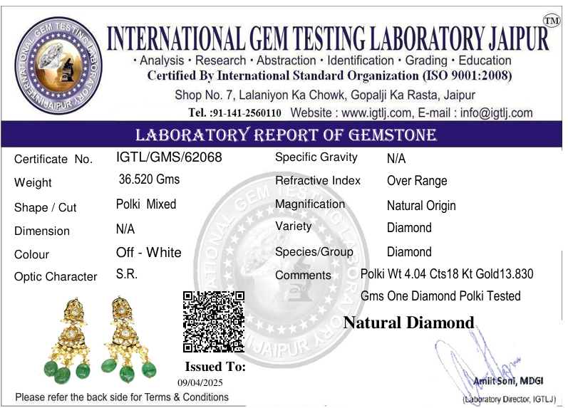 18kt Gold Real Diamonds Uncut Polki Earring