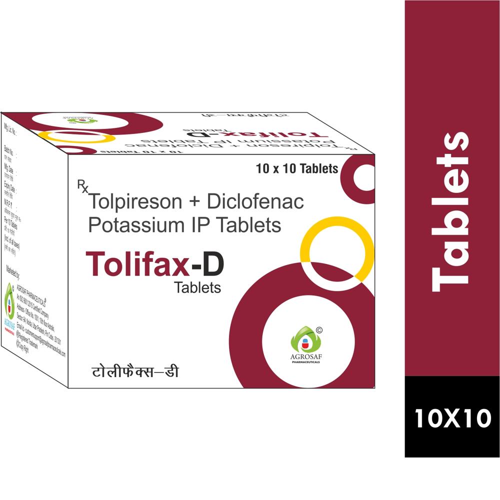 TOLIFAX D TABLET - Each Film Coated Tablet Contains : Tolperisone Hydrochloride 150 Mg , Diclofenac Potassium Ip 50 Mg , Excipients Q.s.