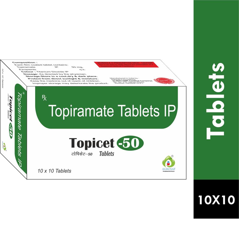 TOPICET 50 TABLET - (each Film Coated Tablet Cointains)topiramate (50mg) Tablet(colour: Titanium Dioxide Ip)