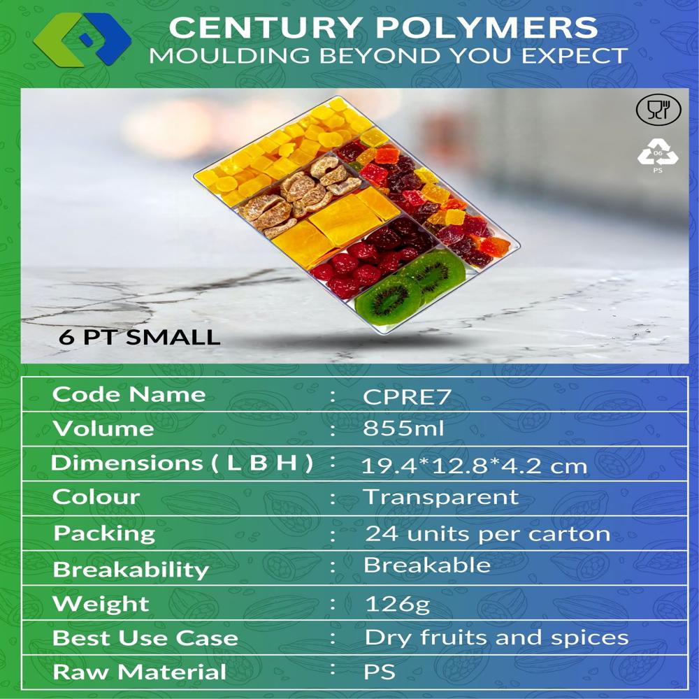 Cp 6 Pt Small Partition Container (Cpre7) - Color: Transparent