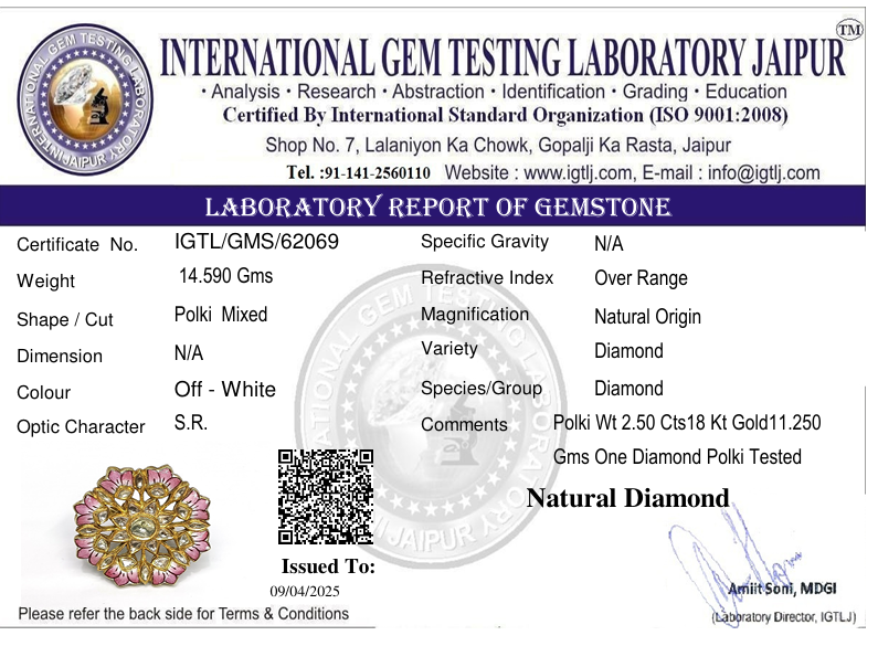 18kt Gold Pink Meena Polki Uncut Diamond Ring