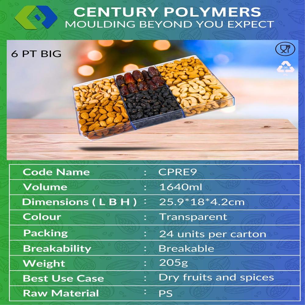 Cp 6 Pt Big Partition Container (Cpre9) - Color: Transparent