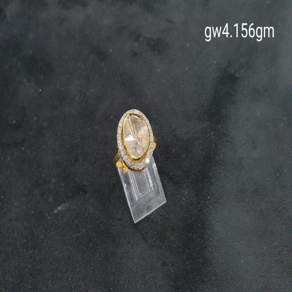 14kt Uncut Polki and Diamond Ring