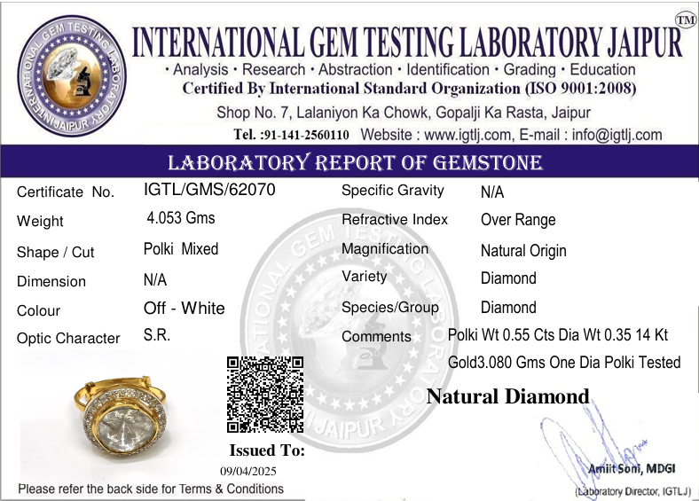 14kt Uncut Polki and Diamond Ring