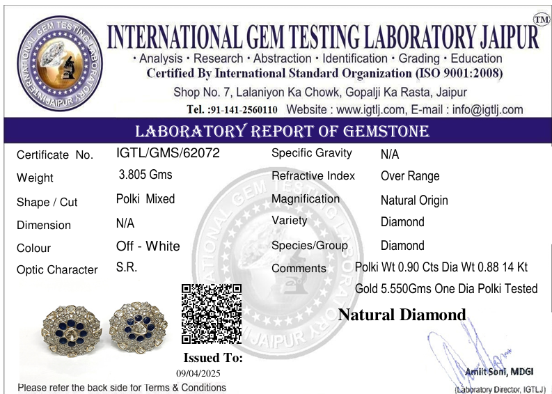 Real Diamonds 14kt Open Uncut Polki And Round Diamond