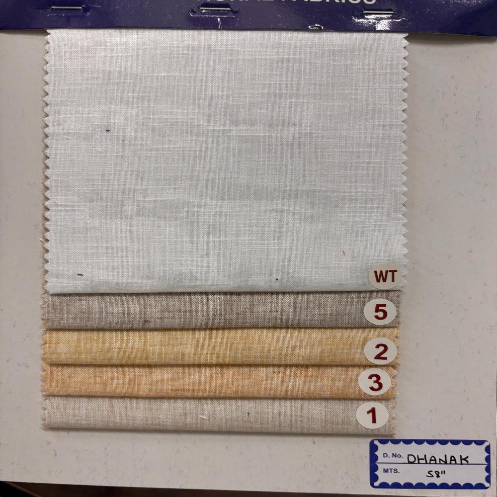 Dhanak Poly Cotton Linen Shirting Fabric Width 58