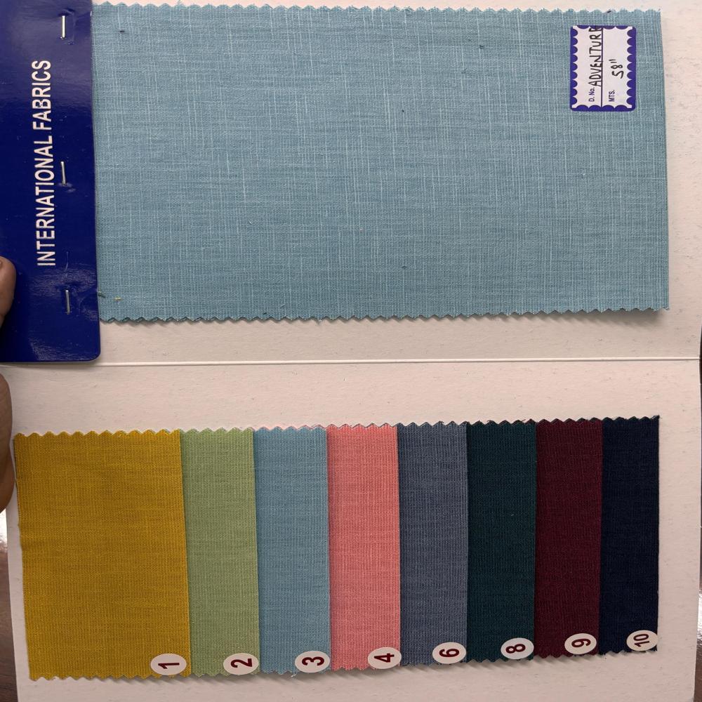 Adventure Poly Cotton Linen Fabric Width 58 Shirting Material