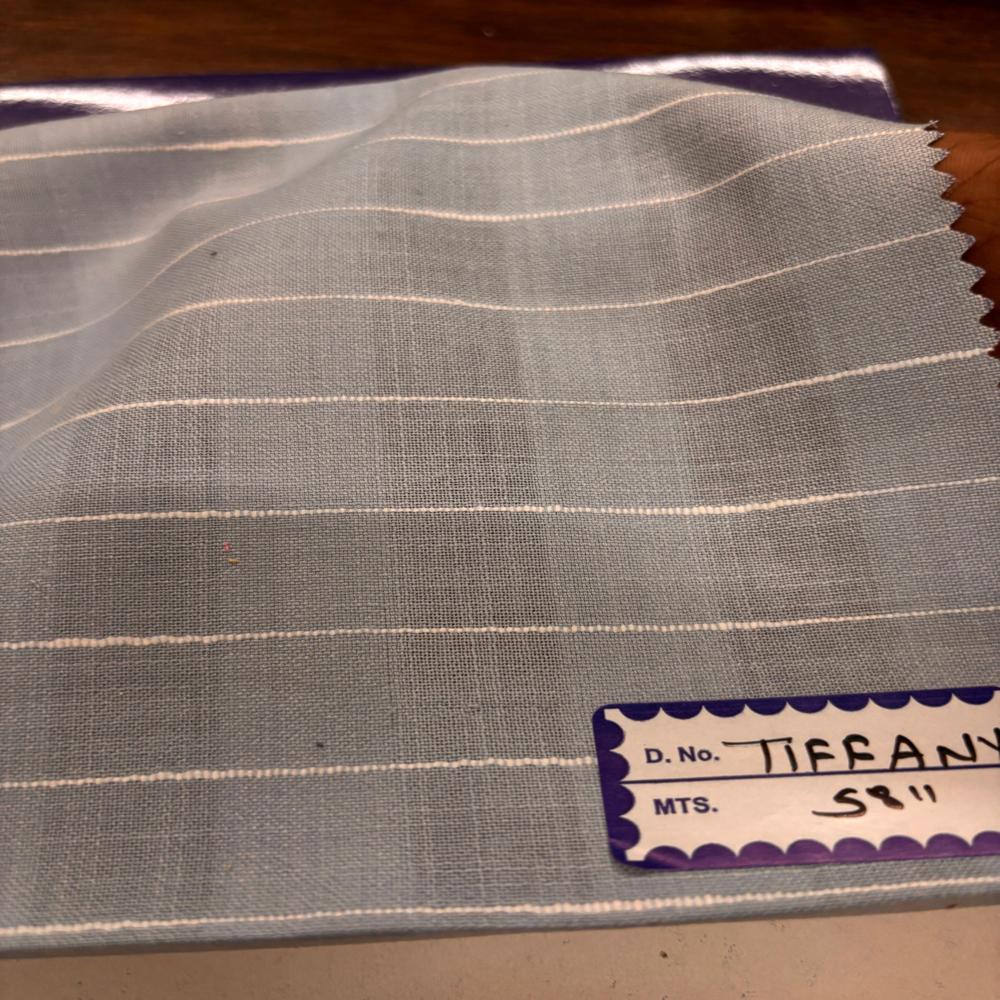 Tiffany Poly Cotton Linen Stripe Shirting Fabric Width 58
