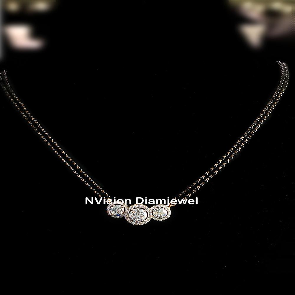 Double Chain Triple Halo Lab Grown Diamond Mangalsutra