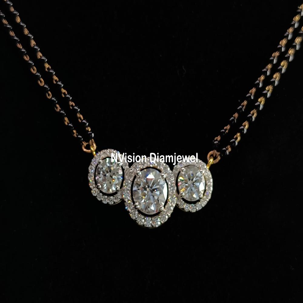 Double Chain Triple Halo Lab Grown Diamond Mangalsutra