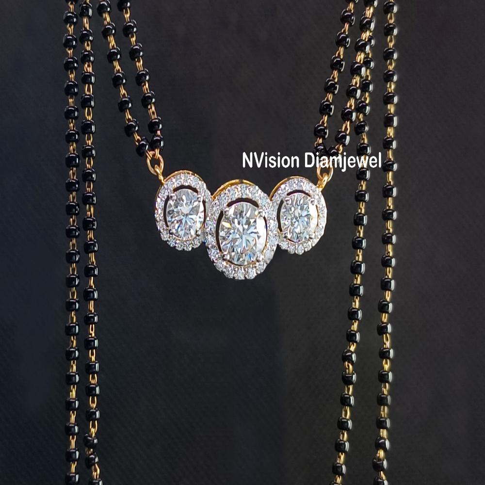 Double Chain Triple Halo Lab Grown Diamond Mangalsutra