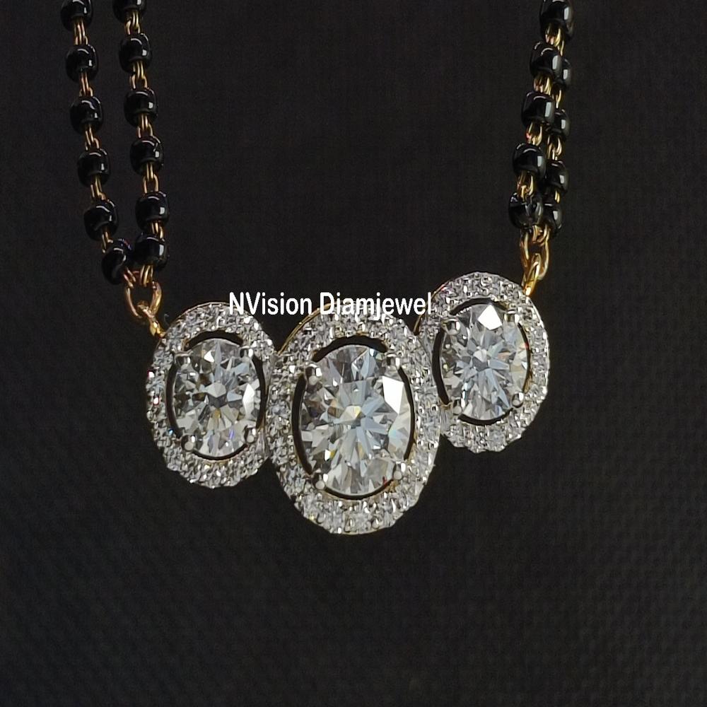 Double Chain Triple Halo Lab Grown Diamond Mangalsutra