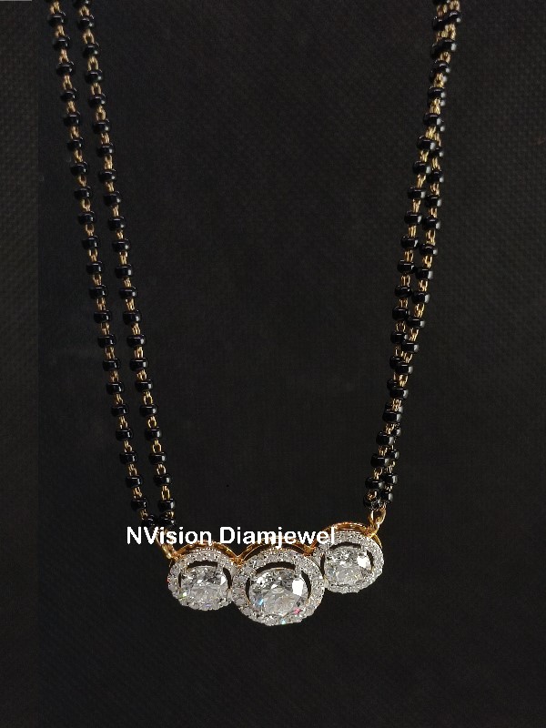Double Chain Triple Halo Lab Grown Diamond Mangalsutra