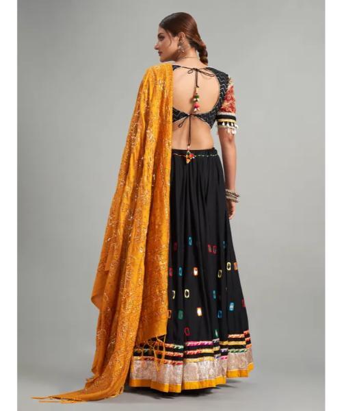 Trendy black cotton silk chaniya choli for navratri