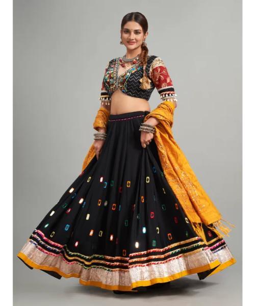 Trendy black cotton silk chaniya choli for navratri