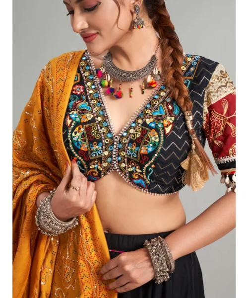 Trendy black cotton silk chaniya choli for navratri