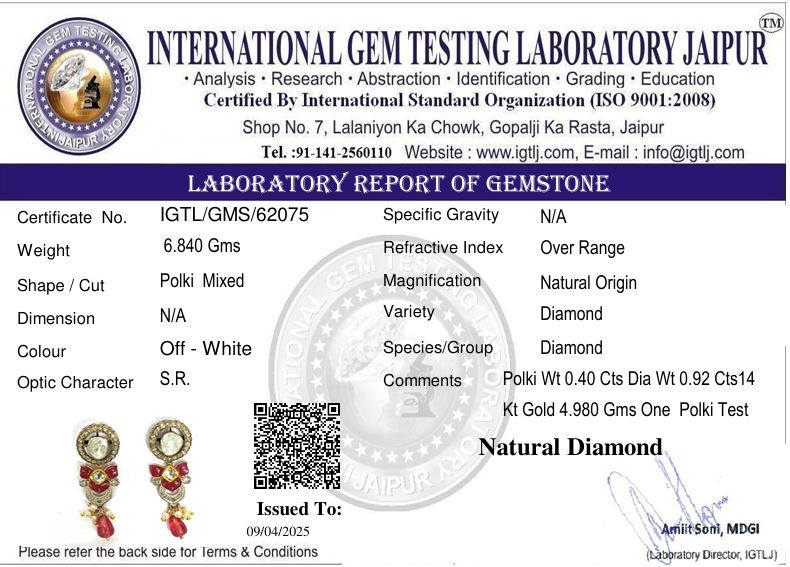 18kt Gold Party Wear Designer Open Polki Earring