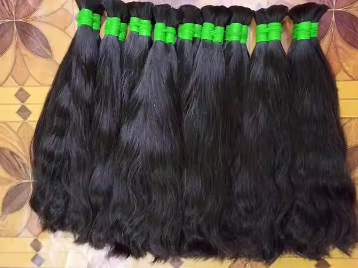 Double Drawn Non-Remy Raw Indian Bulk Hair 10-30Inch - Application: Profesional