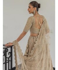 Beige net bridal lehenga choli