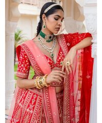 Bridal red silk lehenga choli with rich embellishment