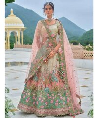 Beautiful beige silk wedding wear lehenga choli