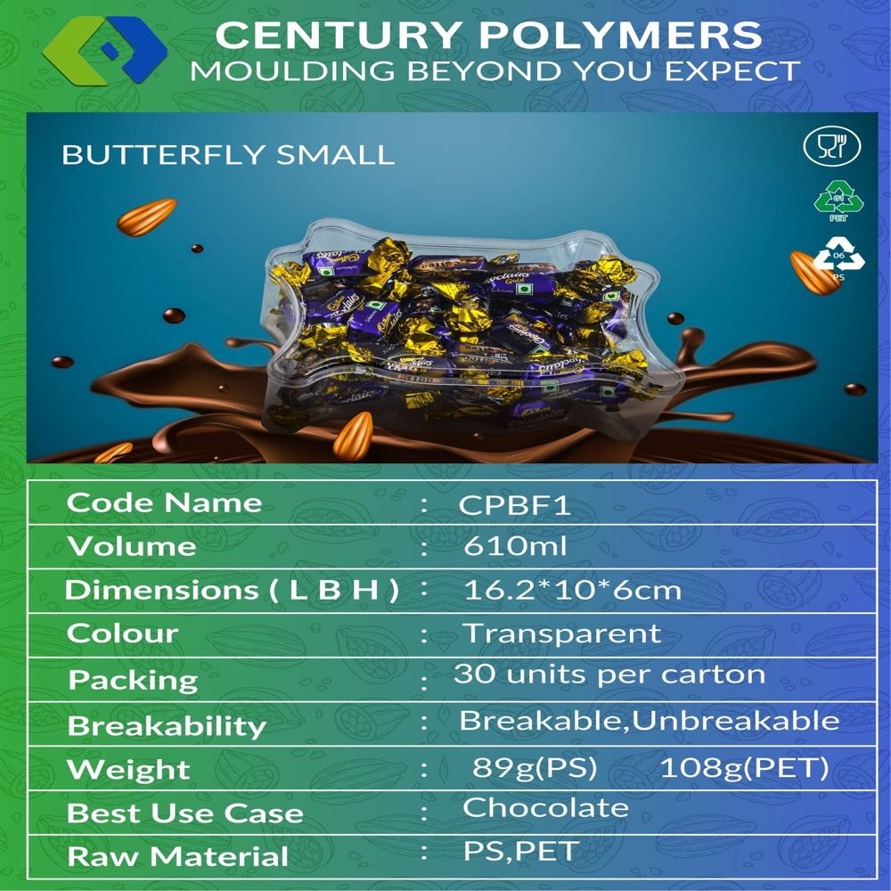 Butterfly Small Container (Cpbf1) - Color: Transparent