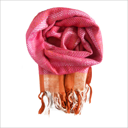 Hand Spun Pink Wave Natural Silk Scarf