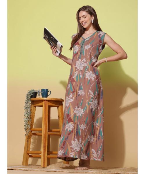 A-line Alpine Sleeveless Nighty With Optional Sleeves - Color: Multicolor