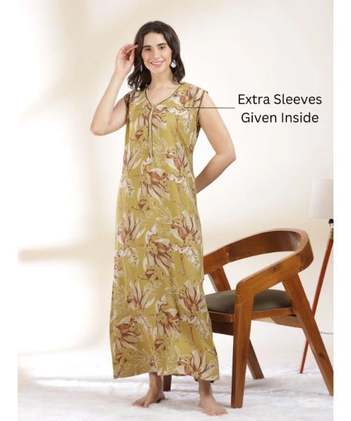 A-line Alpine Sleeveless Nighty With Optional Sleeves - Color: Multicolor