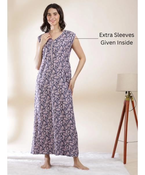 A-line Alpine Sleeveless Nighty With Optional Sleeves - Color: Multicolor