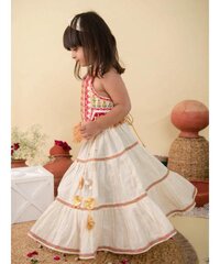 Cream Classic Lehenga Choli for small girls Festival