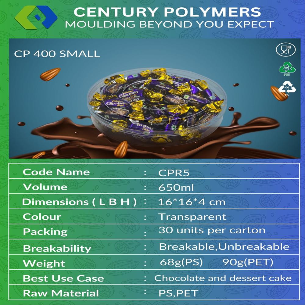 Cp 400 Small Pt Partition Round Container (Cpr5pt) - Color: Transparent