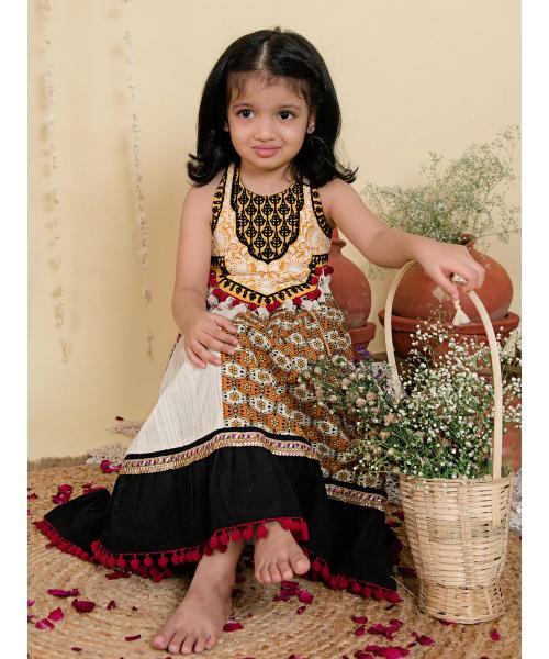 Innocent Festive Black Flaired Chaniya Choli for Kids
