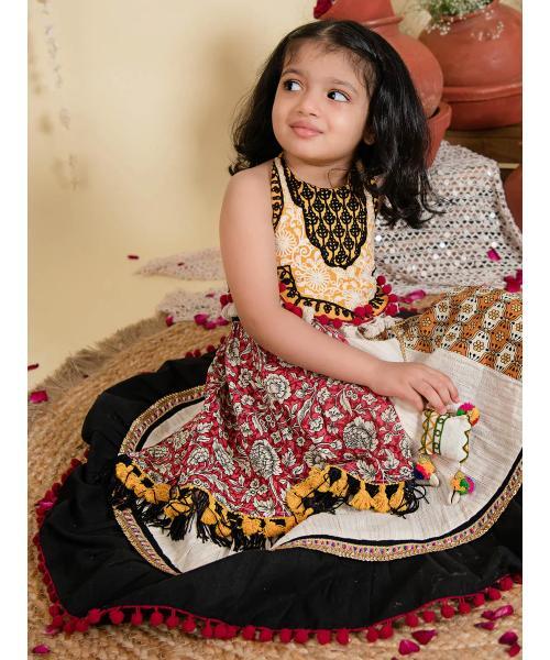 Innocent Festive Black Flaired Chaniya Choli for Kids