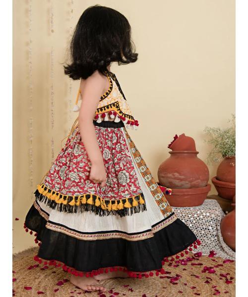 Innocent Festive Black Flaired Chaniya Choli for Kids
