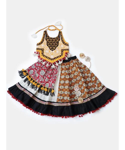 Innocent Festive Black Flaired Chaniya Choli for Kids