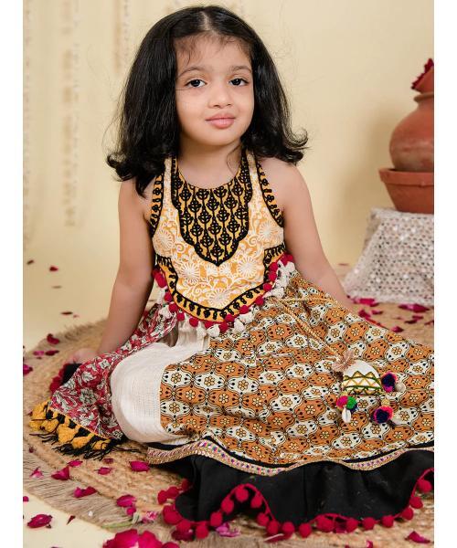 Innocent Festive Black Flaired Chaniya Choli for Kids