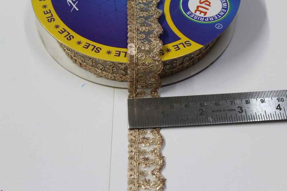 Golden Sequence Zari Zalar Lace - Decoration Material: Sequins