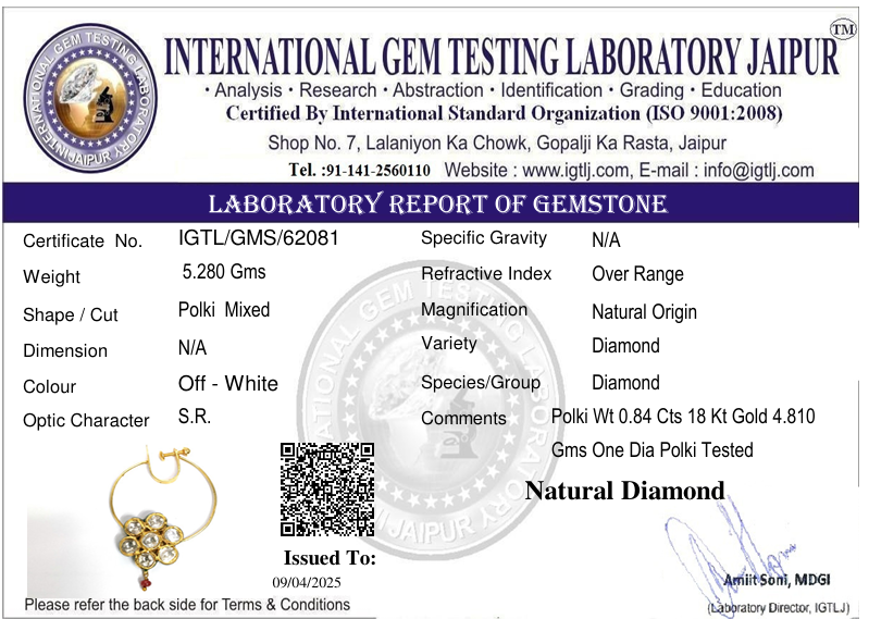 18kt Gold Nath  with Uncut Polki Diamond