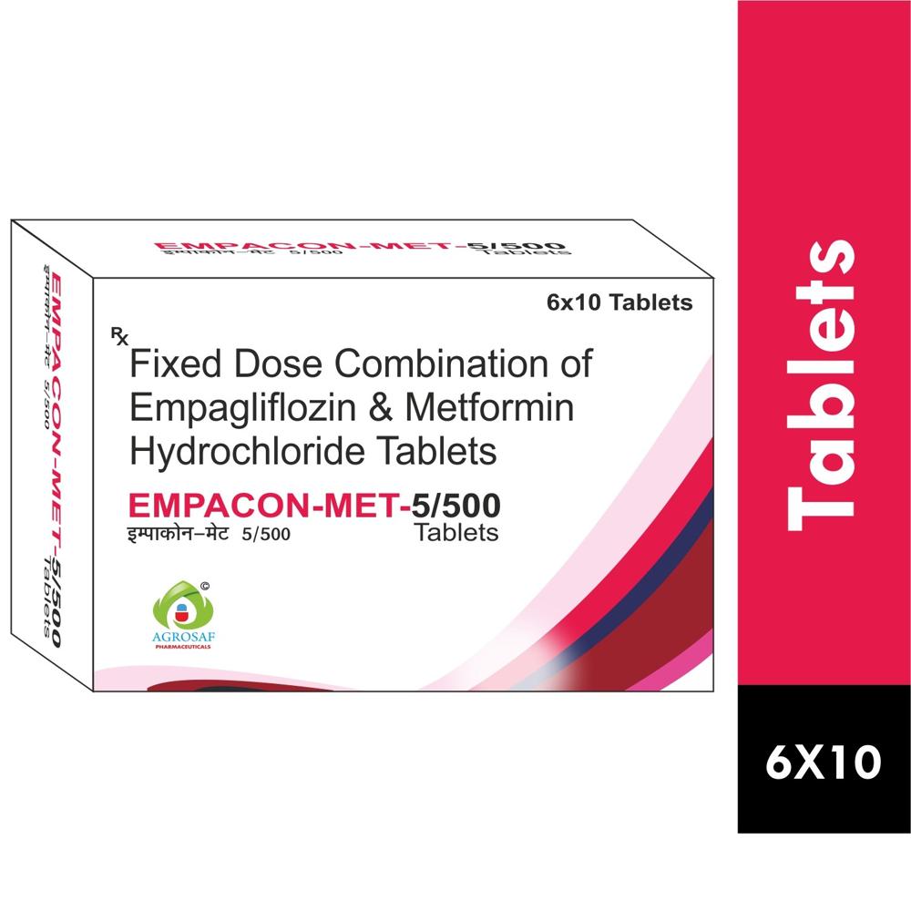 EMPACON MET 5/500 TABLET - Empagliflozin 5 Mg, Metformin Hydrochloride 500 Mg, Excipients Q.s. Colour: Approved Colour Used.