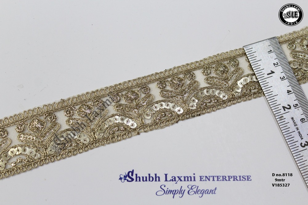 Golden Zari Sequence Lace