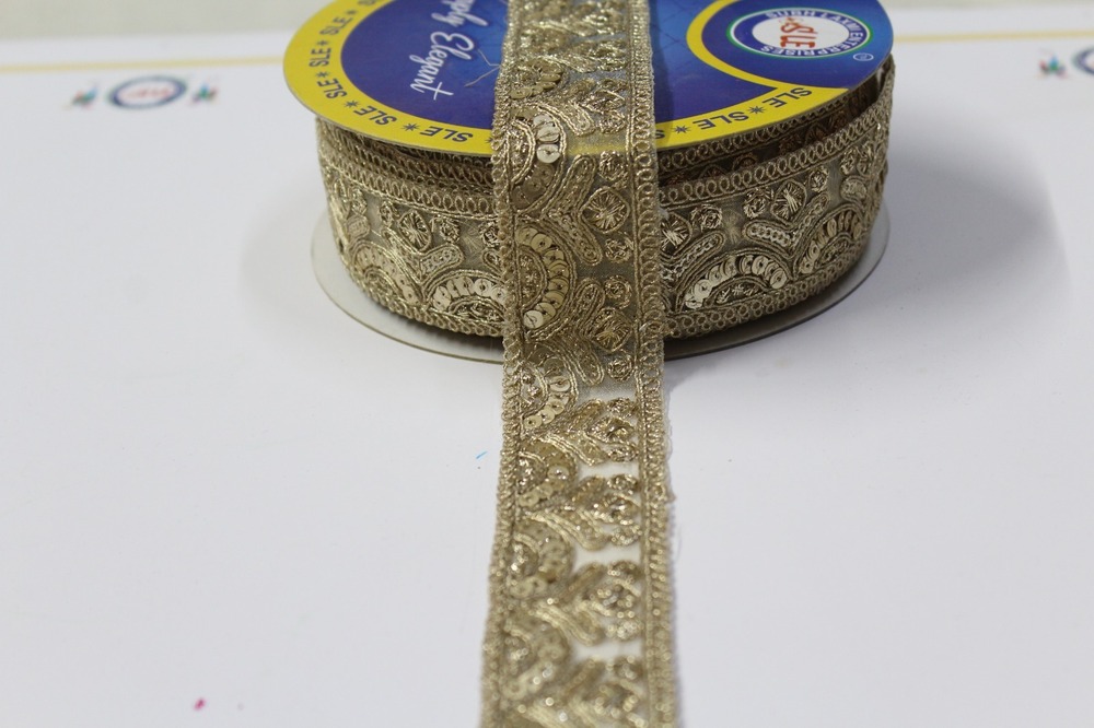 Golden Zari Sequence Lace - Decoration Material: Sequins