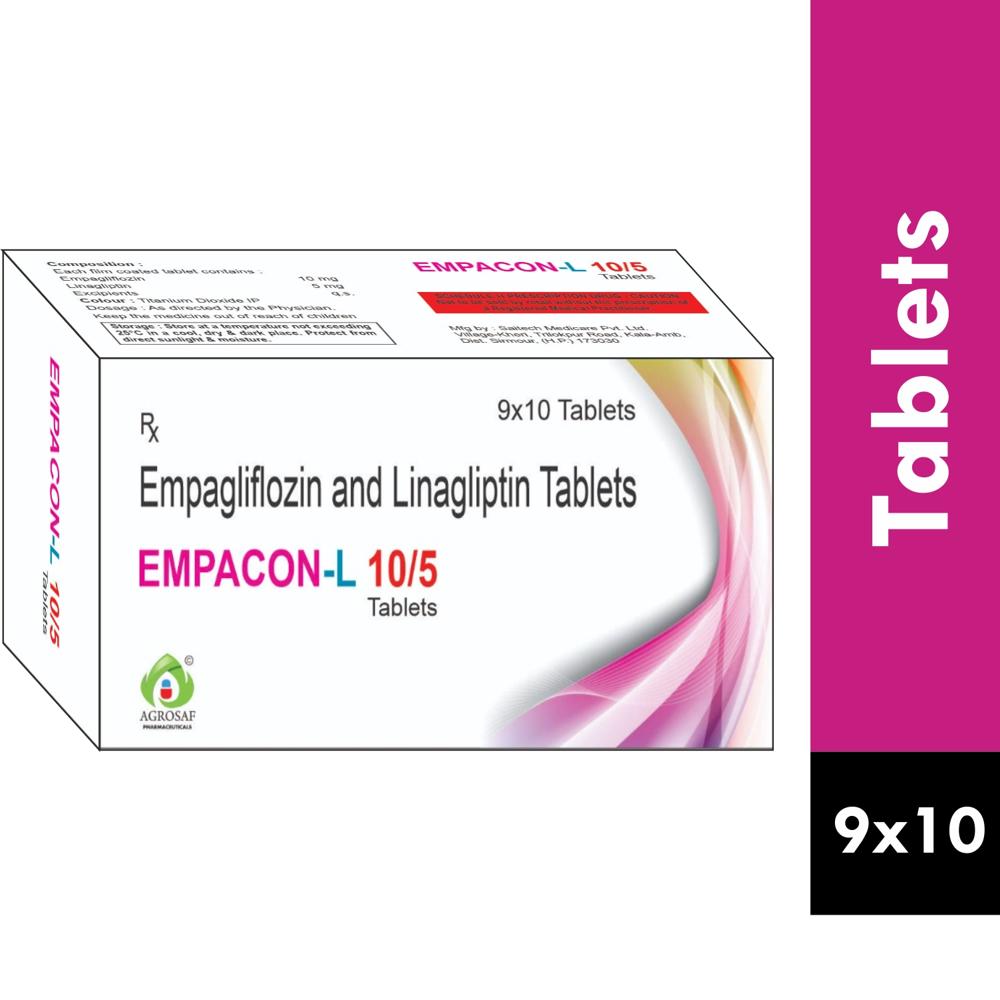 Empacon L 10/5 Tablet - Empagliflozin 10 Mg, Linagliptin 5 Mg, Excipients Q.s. Colour: Approved Colour Used - Drug Type: General Medicines