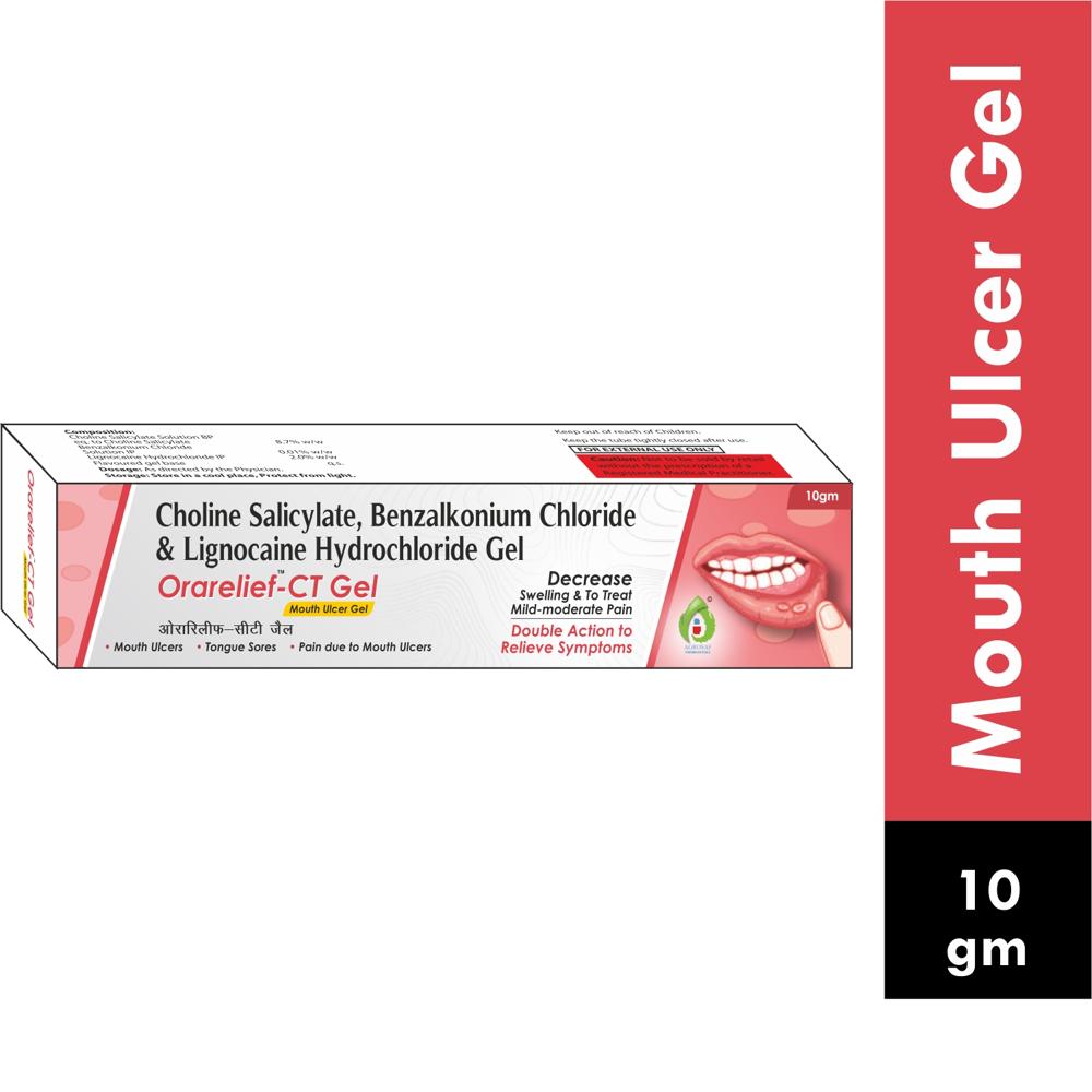 ORARELIEF CT GEL - Choline Salicylate(8.7% W/w),benzalkonium Chlorite(0.01% W/w) & Lignocaine Hydrochloride(2.0% W/w) Flavoured Gel Base