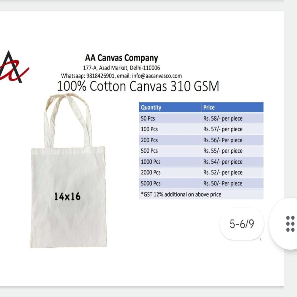 Cotton Canvas Bag - 100% Natural Cotton, Customizable Sizes, Natural/colored Options | Reusable, Biodegradable, Ideal For Branding & Gifting