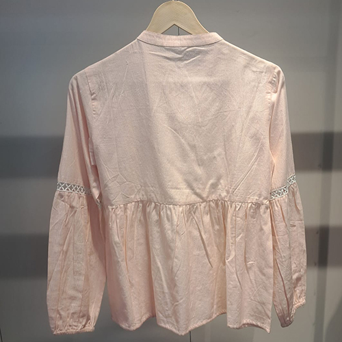 Ladies Pink Long Sleeve Lace Top - Design: Trendy